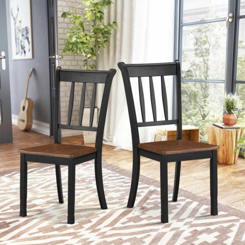 Hivvago 2 Pieces Solid Whitesburg Spindle Back Wood Dining Chairs