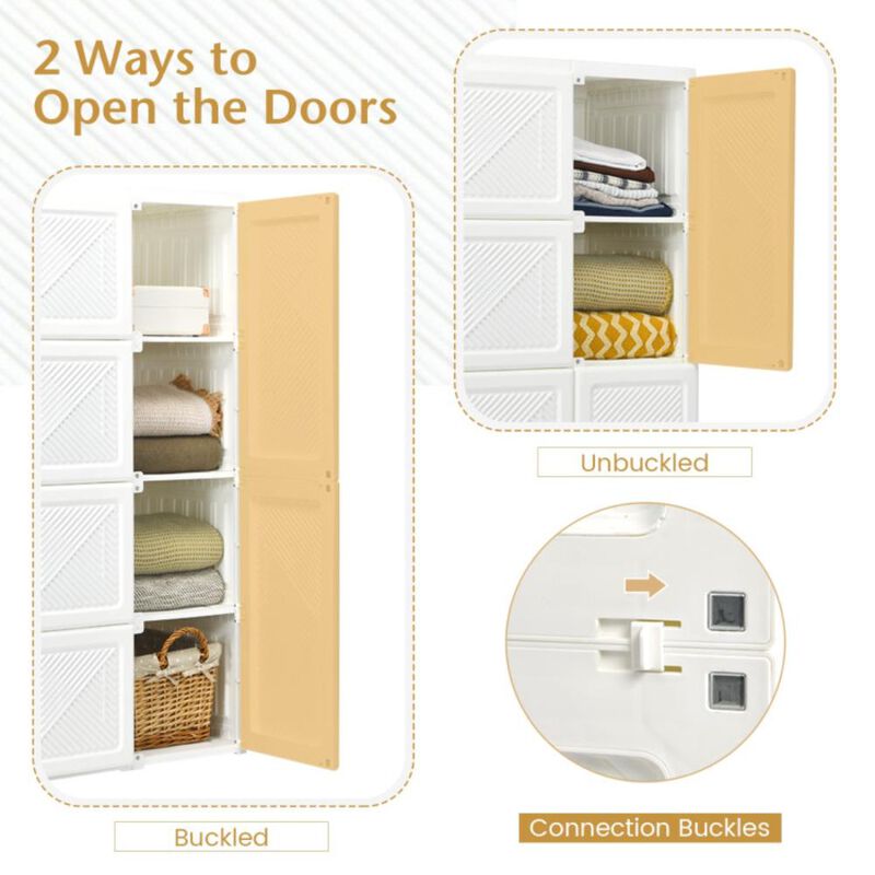 Hivvago Foldable Armoire Wardrobe Closet with 8/10/12 Cubes