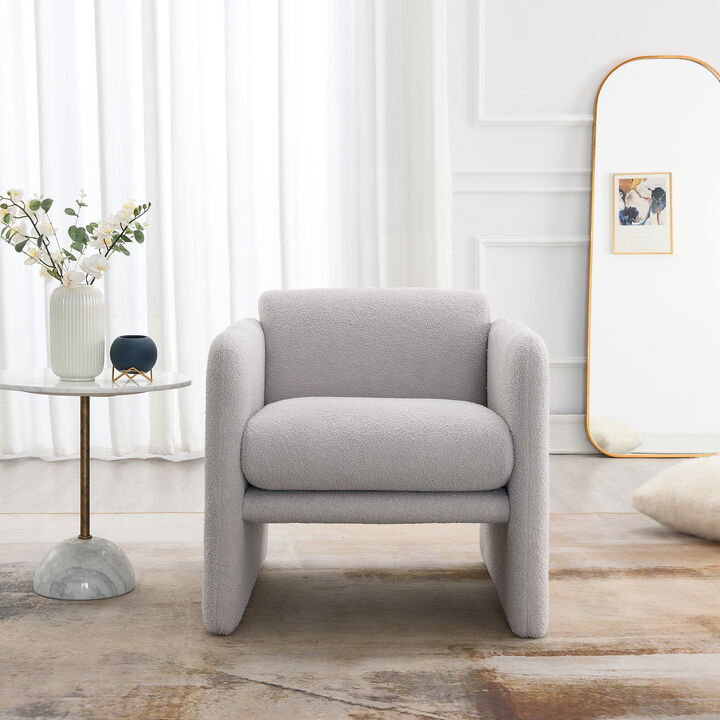 Merax Teddy Fabric Arm Chair Accent Chair for Primary Living Space