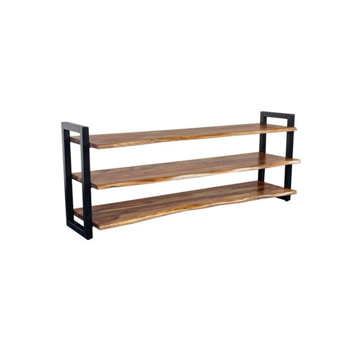Porter Designs Manzanita Live Edge Solid Sheesham Wood TV Stand, Brown