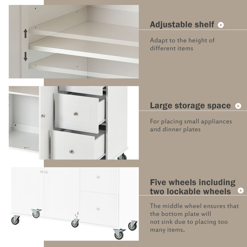 Streamdale Mobile Kitchen Island, Solid Wood Top, Locking Wheels