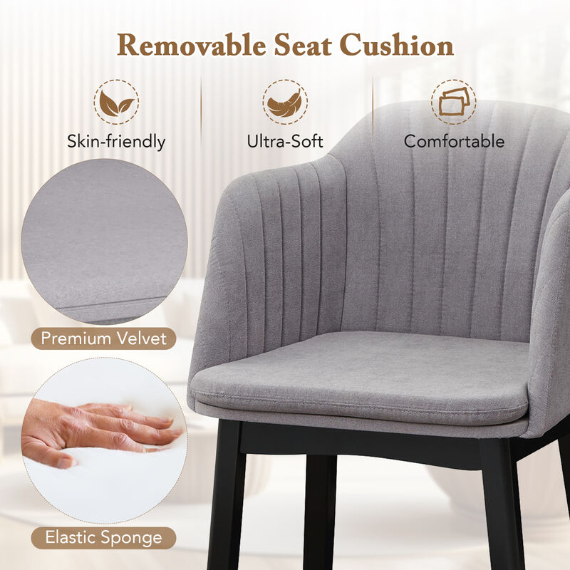Upholstered Velvet Accent Modern Dining Chairs Set of 2 with Curved Backrests