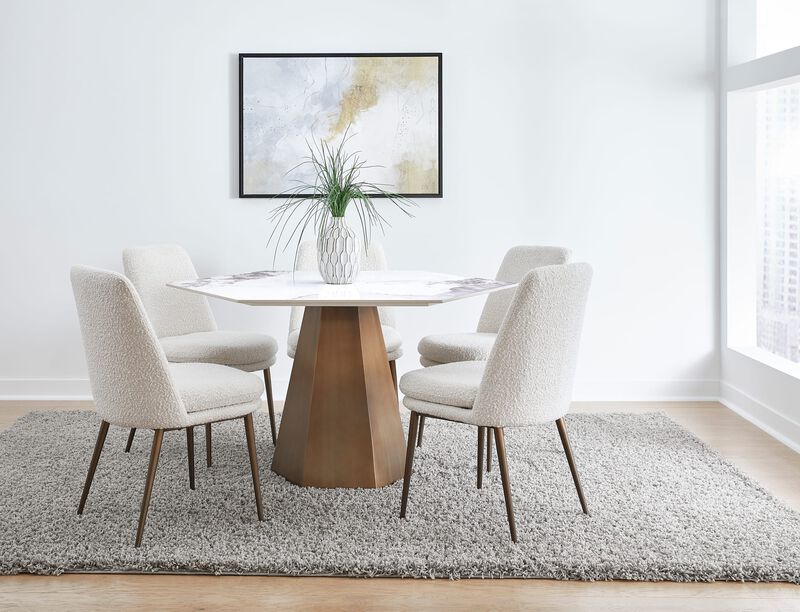 Balos Stone Top Hexagonal Dining Table