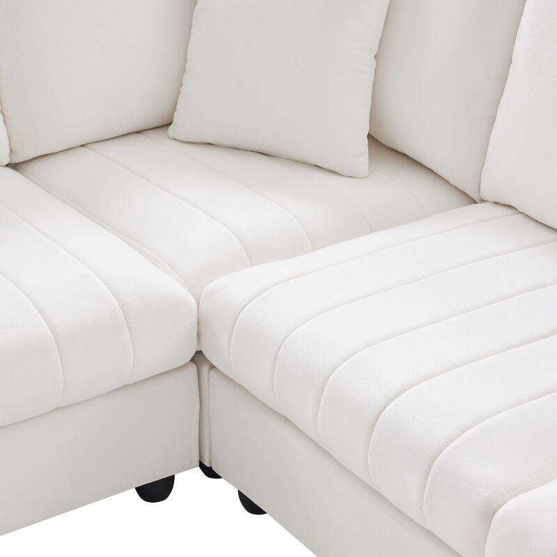 Merax 5-Seat Sofa Couch with Convertible Ottoman