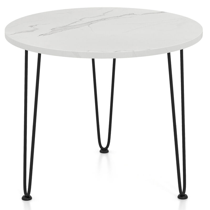 Round Coffee Table with Thickened Tabletop and Metal Tripod Legs