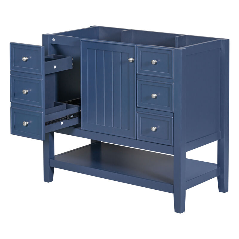 36" Bathroom Vanity Without Sink, Cabinet Base Only, One Cabinet And Three Drawers