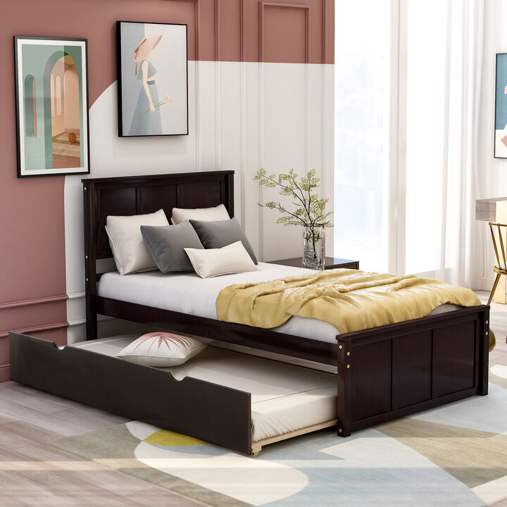 Merax Platform Bed with Twin Trundle