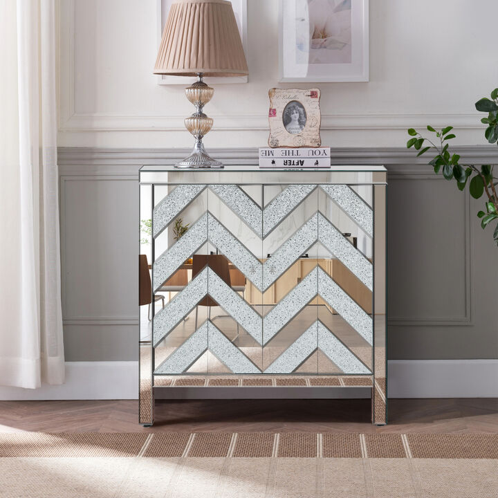 Silver Mirror Trim Storage Cabinet for Any Room