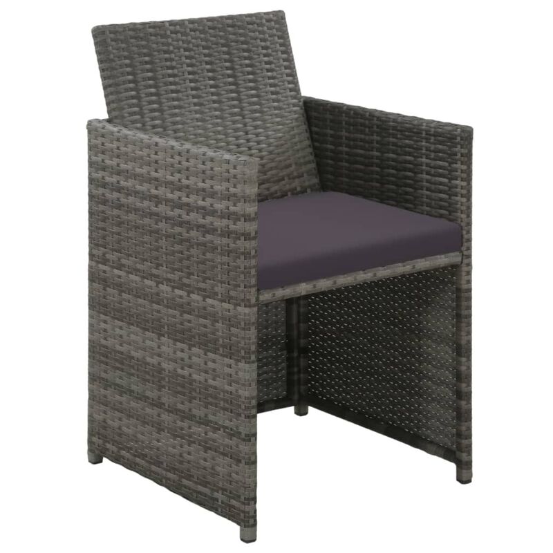 vidaXL 4 Piece Garden Lounge with Cushions Set Poly Rattan Gray
