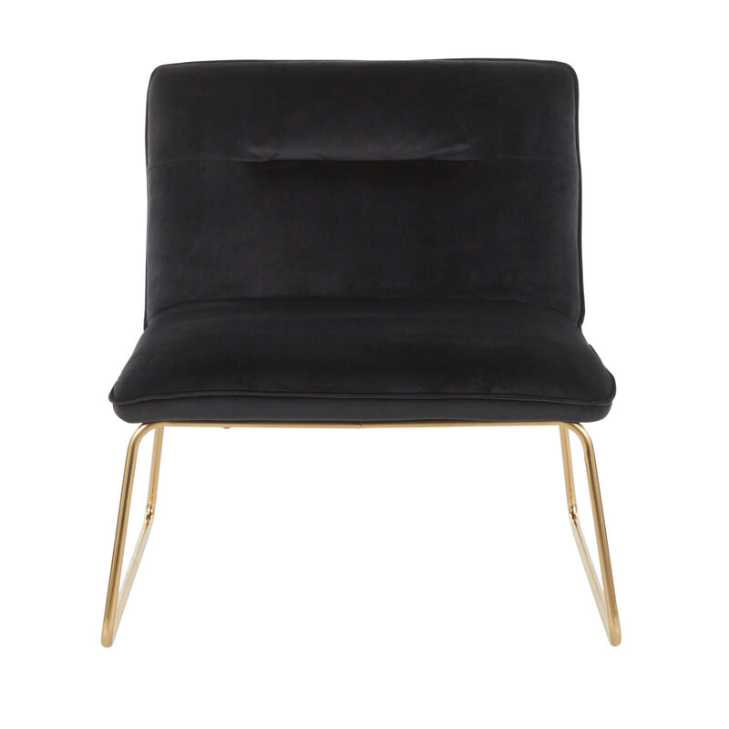 Casper Contemporary Accent Chair In Gold Metal And Black Velvet