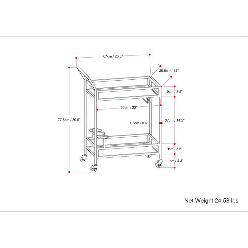 Simpli Home Watts 26 Inch Bar Cart In Chrome