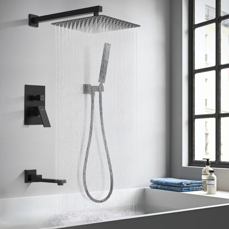 Bathtub Shower Faucet Set,  Rain Shower System with Waterfall Tub Spout