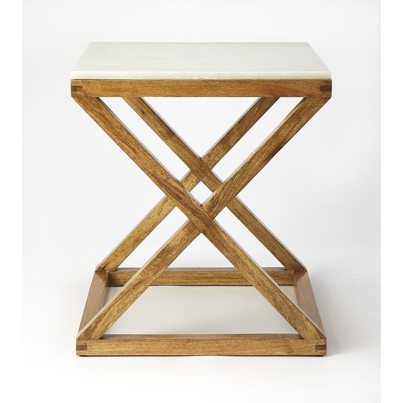 Marble and Wood Accent Table, Belen Kox