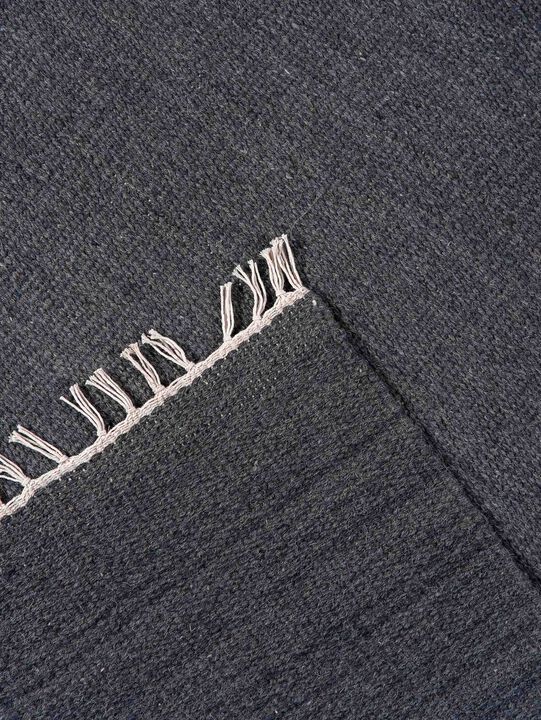 RUGSOTIC CARPETS HAND WOVEN FLAT WEAVE KILIM WOOL ECO-FRIENDLY AREA RUGS - 8'x8', Square Shape, Charcoal Color, Solid Plain Design, Low Pile  Handmade Area Rugs for Living Room, Bed Room (D00111)