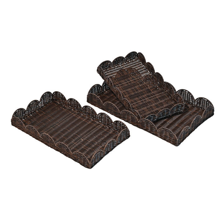 Parker Southwestern Cottage Resin Scalloped Rectangular Decorative Serving Trays