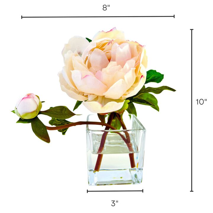 Peony Flower Arrangement in Glass Vase