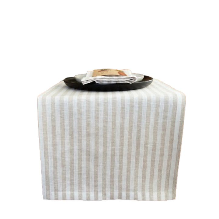 Solino Home 100% Pure Linen Table Runner 14 x 72 Inch | Amalfi Stripe