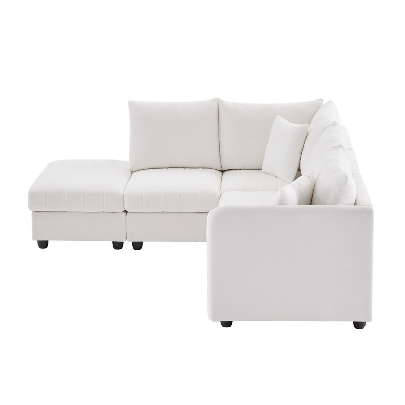 Merax 5-Seat Sofa Couch with Convertible Ottoman