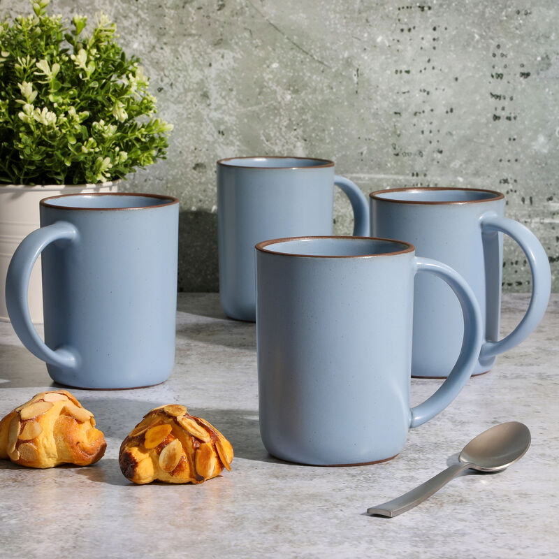 Gibson Elite Dumont 4 Piece 17oz Terracotta Mug Set in Light Blue