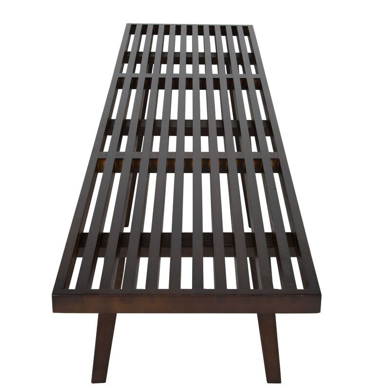 LeisureMod 72" Entryway Bench, Rubberwood Frame & Beech Wood Legs, Slatted Design for Bedroom, Living Room, Hallway – Modern Home Inwood Collection
