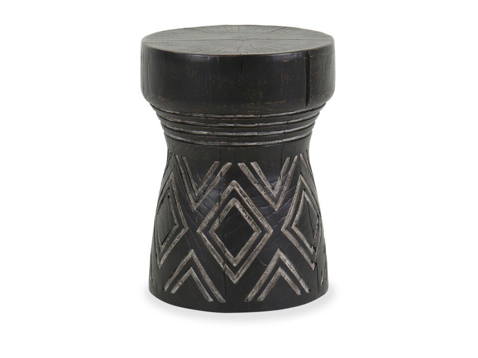 Commerce & Market Carved Stump Side Table in Black
