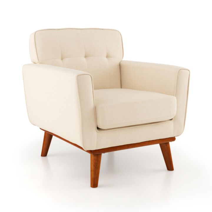 Hivvago Modern Accent Chair Upholstered Linen Fabric Armchair with Removable Padded Seat Cushion