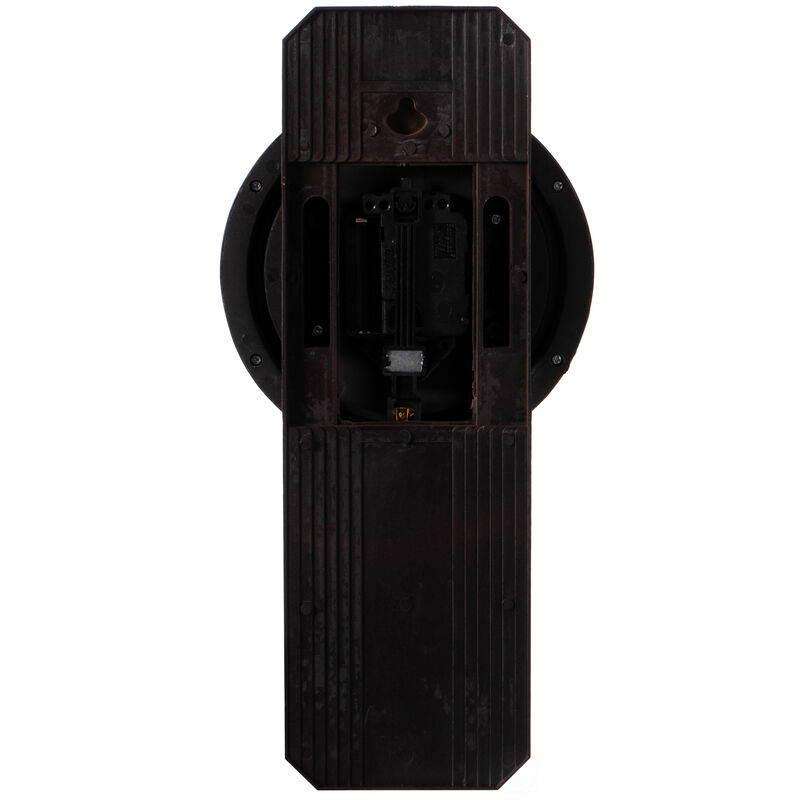 Wood-Look Pendulum Plastic Wall Clock, Farmhouse Decor for Living Room, Kitchen, or Dining Room, Silent Clock with Roman Numerals, Battery Powered, Large Decorative Wall Clock, Easy-to-Read, Black