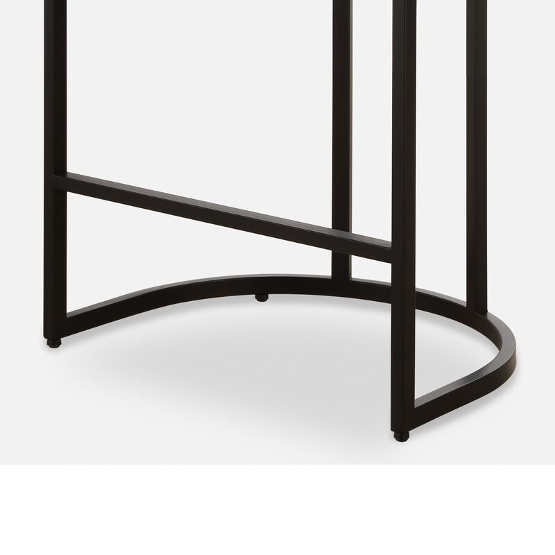 Gyn Counter Height Stool, White Performance Fabric, Black Cantilever Base