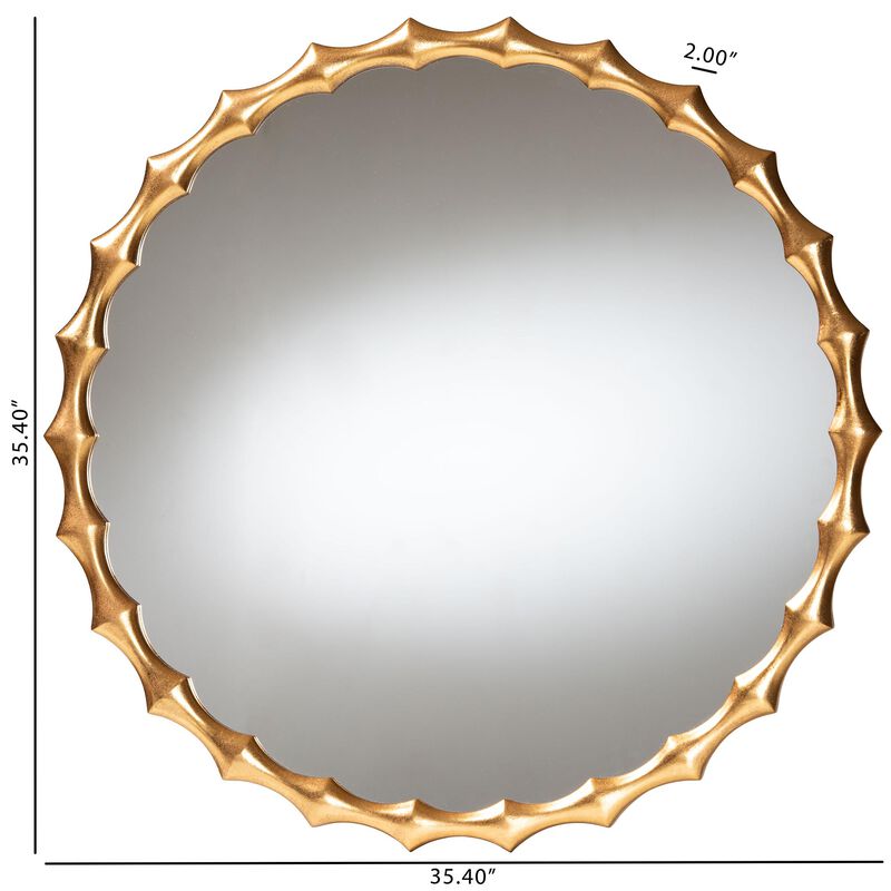 Baxton Studio Everette Antique Goldleaf Bamboo Border Accent Wall Mirror