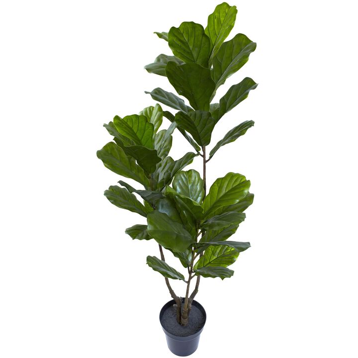 Hivvago 65 Inches Fiddle Leaf Tree UV Resistant (Indoor/Outdoor)