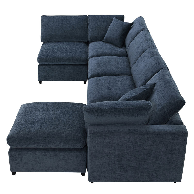 Merax 6 Seats Chenille Sofa Set with Ottoman