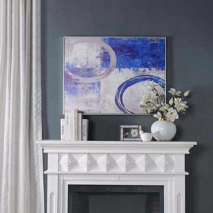 Carolina Living Circle Abstract Wall Art - Blue/Silver - Silver Frame - Medium
