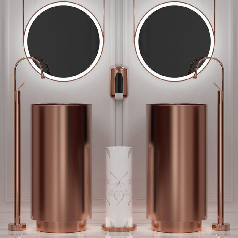 Deluxe stainless steel column basin Rose Gold