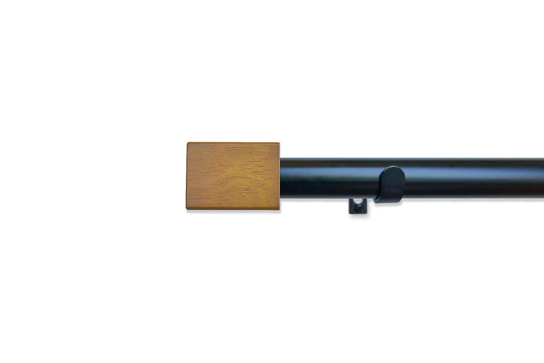 Linen Avenue Wood Rectangle Single Window Curtain Rod Set
