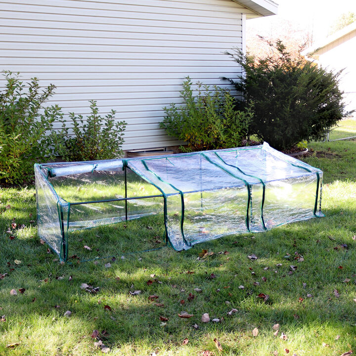 Sunnydaze Iron PVC Cover Mini Slant Cloche Greenhouse with Zipper - Clear