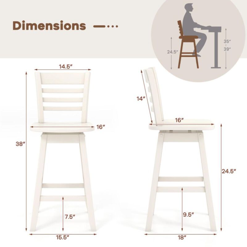 Hivvago Counter Height Barstools Set of 2 with Footrest for Kitchen Island Bar
