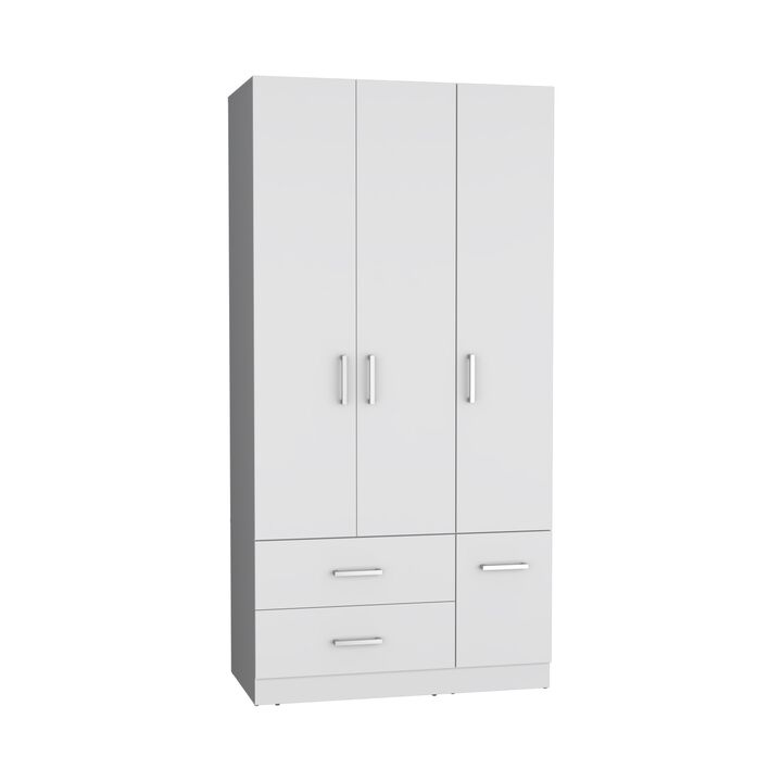 Sebree Armoire Wardrove 71", 4 Doors, Hanging Rod, 3 Cabinets, 6 Shelves, Black , Bedroom