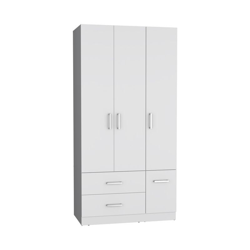 Sebree Armoire Wardrove 71", 4 Doors, Hanging Rod, 3 Cabinets, 6 Shelves, Black , Bedroom