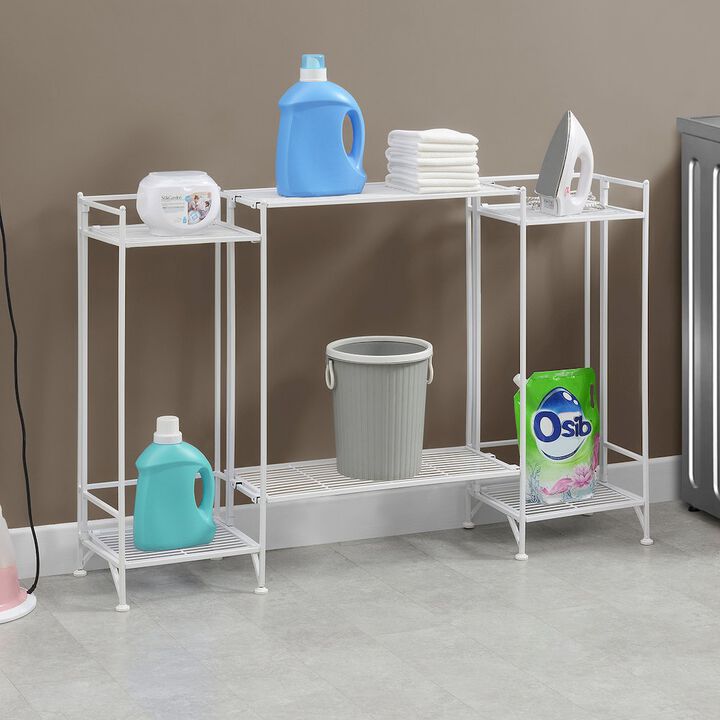 Convenience Concepts Xtra Storage 2 Tier Tall Folding Metal Shelves with Set of 2 Extension Shelves