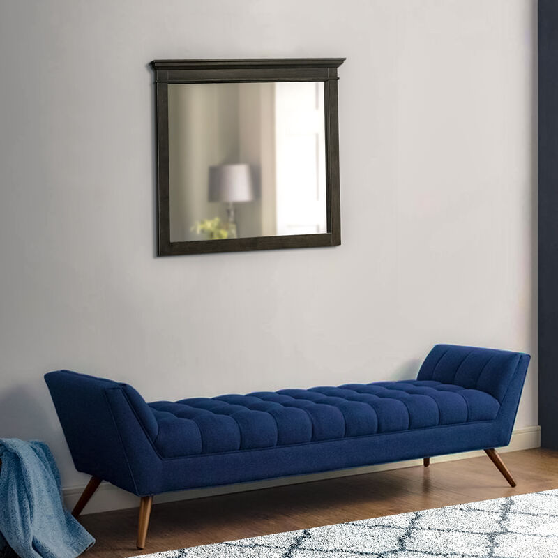 35 x 42 Inch Rectangular Wood Frame Dresser Mirror, Molded, Charcoal Gray - Benzara
