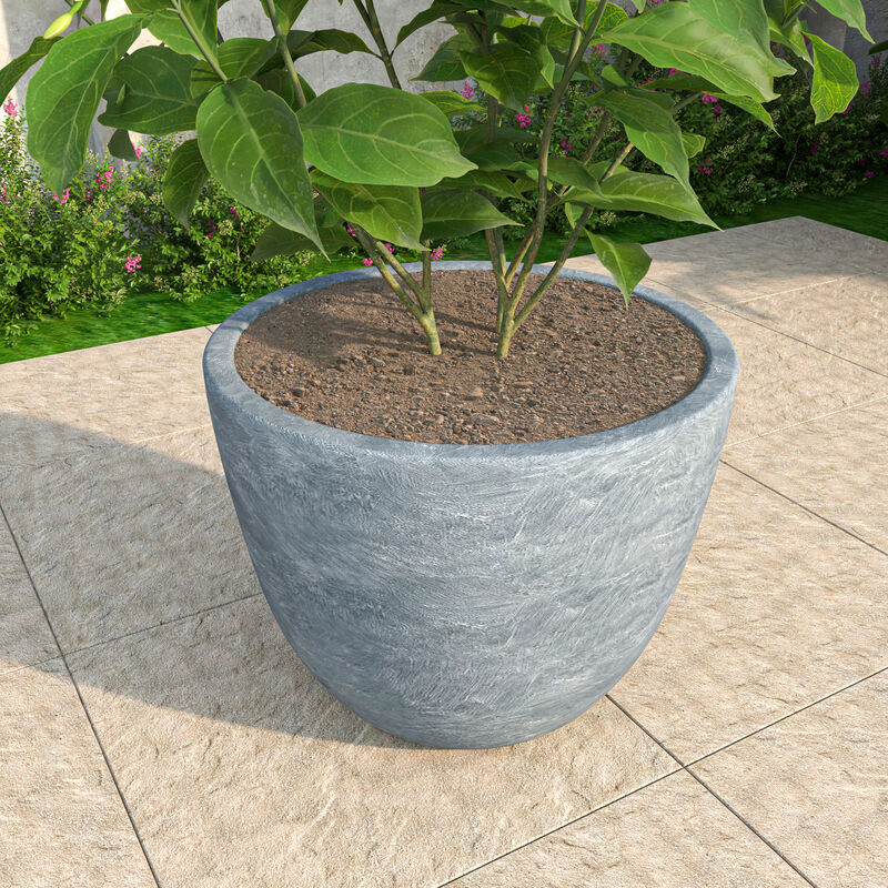 LeisureMod Dahlia Series Fiberstone ans MgO Clay 16" Planter