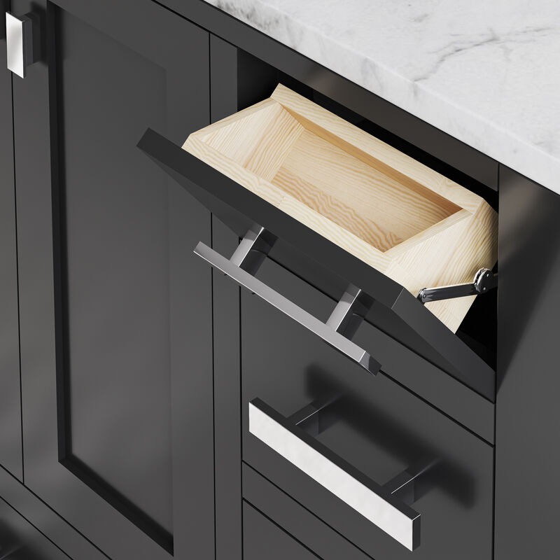 Madison 36 In. Single Sink Carrara White Marble Countertop Bath Vanity in Espresso with Chrome Hardware