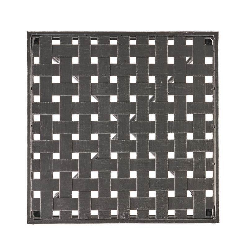 Lucia Side End Table, Black, Silver Outdoor Iron Frame, Square 18 Inch