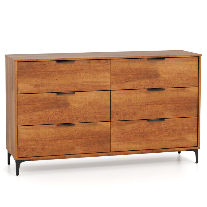 6-Drawer Dresser with Interlock System for Bedroom or Living Room Storage and Organization