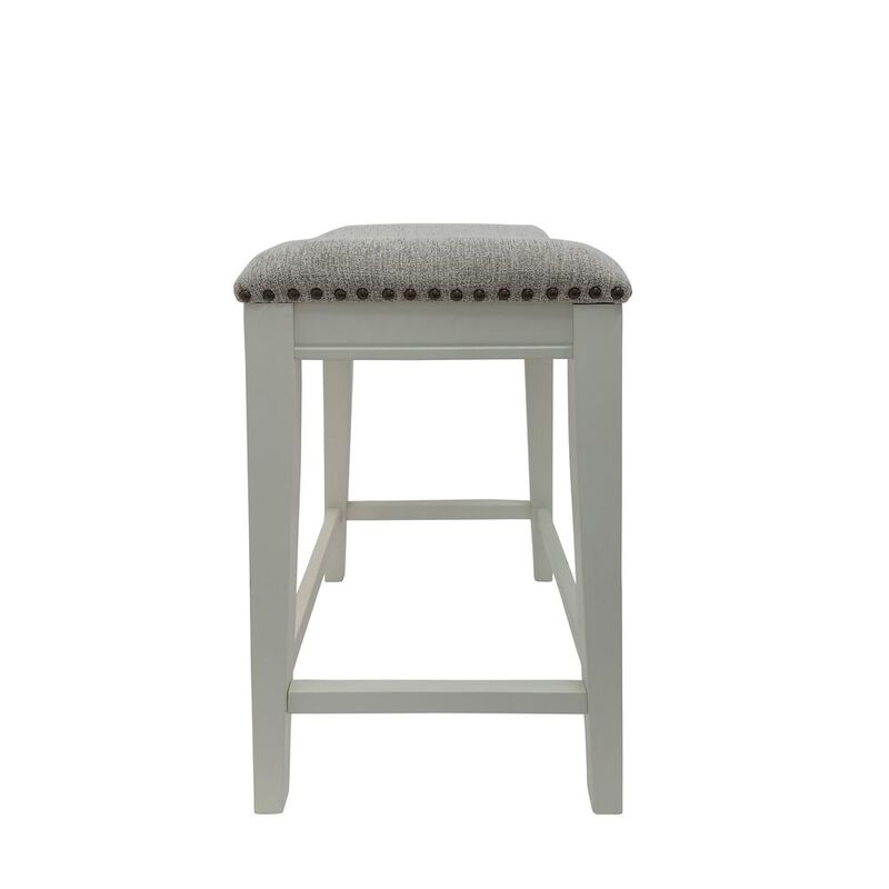 Carolina Living 25 Saddle Counter Stool - Set of 2 - Missouri White - Fawn Chenille Upholstery