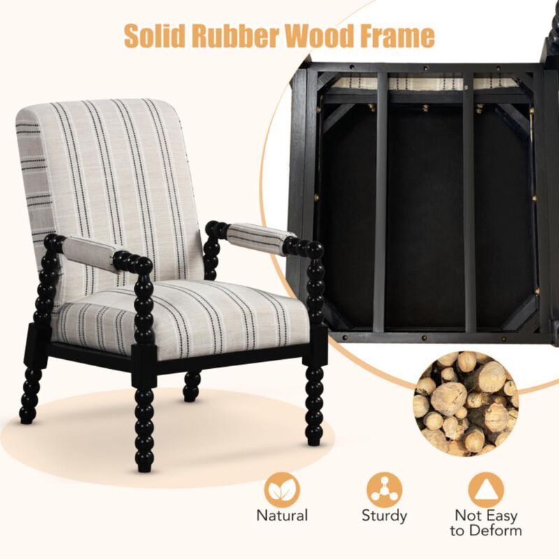 Hivvago Upholstered Accent Chair with Rubber Wood Frame for Living Room-Beige