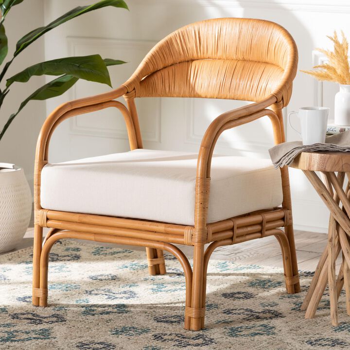 bali & pari Marisa Bohemian Light Honey Rattan Arm Chair