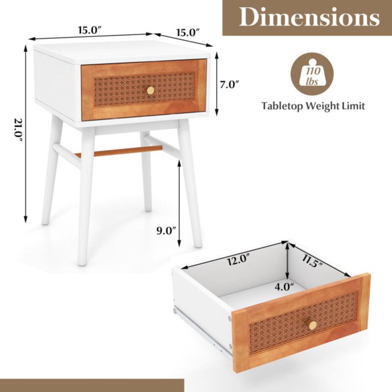 Hivvago 1-Drawer Modern Bedside Table with Solid Wood Legs