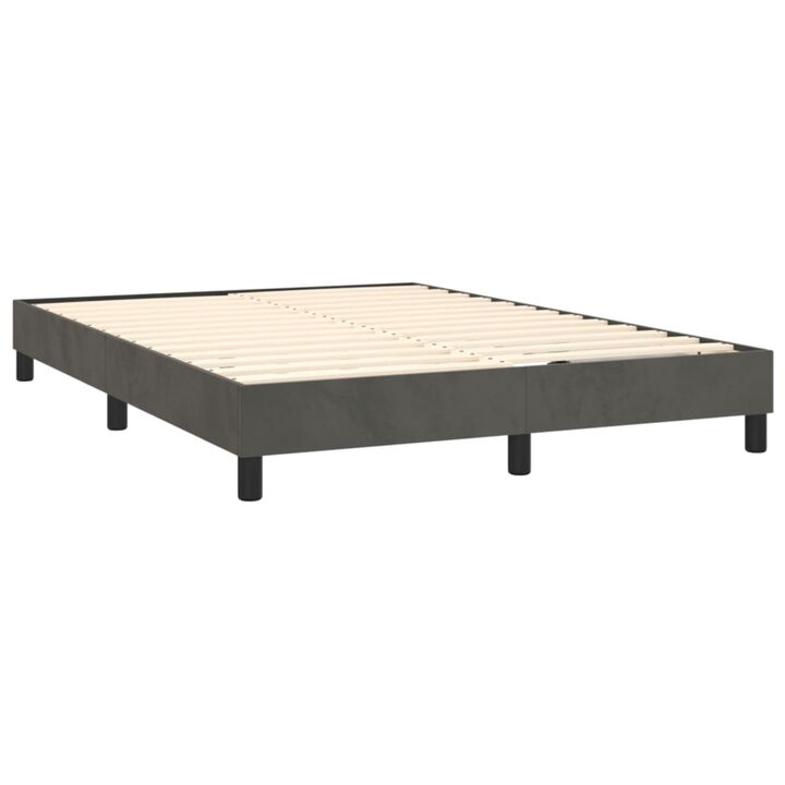vidaXL Box Spring Queen Bed Frame | Dark Gray Velvet | Modern Design | Durable Engineered Plywood Construction | Size 59.8"x79.9"