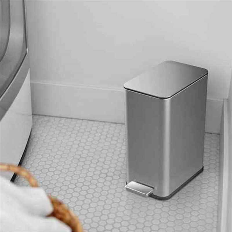 Slim 2.6 Gallon Step Trash Can – Stainless Steel Pedal Bin for Bathroom or Kitchen